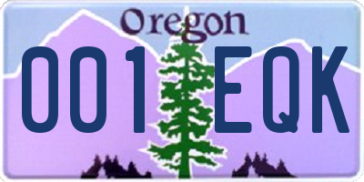 OR license plate 001EQK