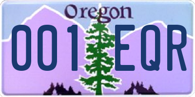 OR license plate 001EQR