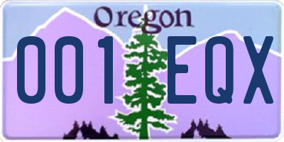 OR license plate 001EQX
