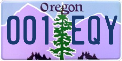 OR license plate 001EQY