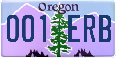 OR license plate 001ERB