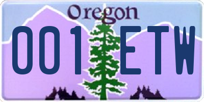 OR license plate 001ETW