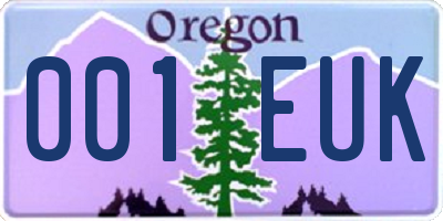 OR license plate 001EUK