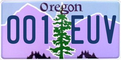 OR license plate 001EUV