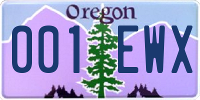 OR license plate 001EWX
