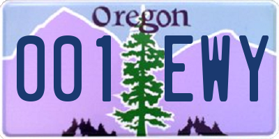 OR license plate 001EWY
