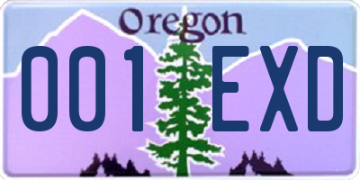 OR license plate 001EXD