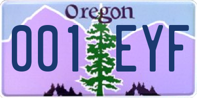OR license plate 001EYF