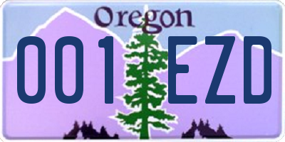 OR license plate 001EZD