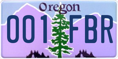 OR license plate 001FBR