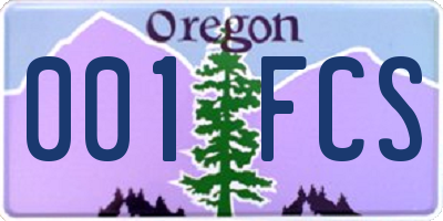 OR license plate 001FCS