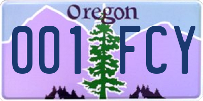 OR license plate 001FCY