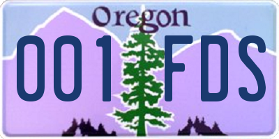 OR license plate 001FDS