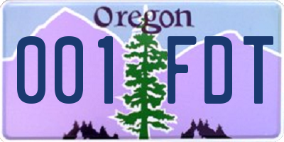 OR license plate 001FDT