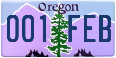 OR license plate 001FEB