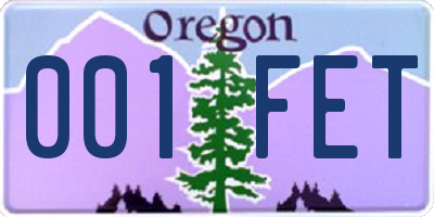 OR license plate 001FET