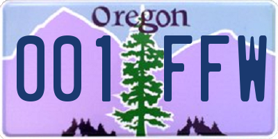 OR license plate 001FFW