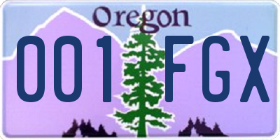 OR license plate 001FGX