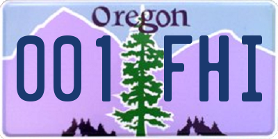 OR license plate 001FHI