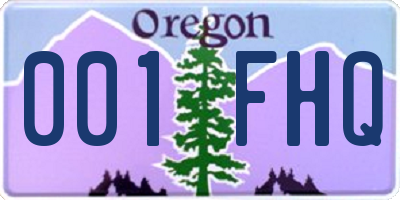 OR license plate 001FHQ