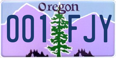 OR license plate 001FJY