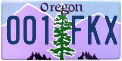 OR license plate 001FKX