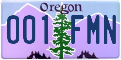 OR license plate 001FMN