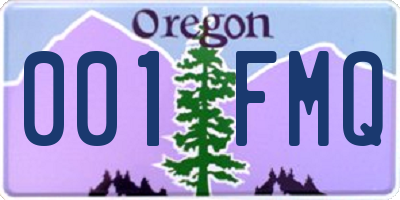 OR license plate 001FMQ