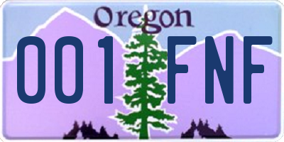 OR license plate 001FNF