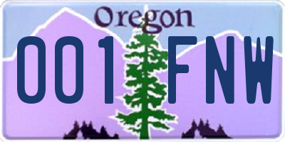 OR license plate 001FNW