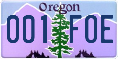 OR license plate 001FOE
