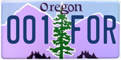OR license plate 001FOR