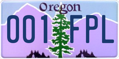 OR license plate 001FPL