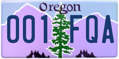 OR license plate 001FQA