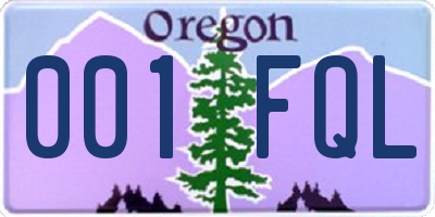 OR license plate 001FQL