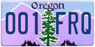 OR license plate 001FRQ