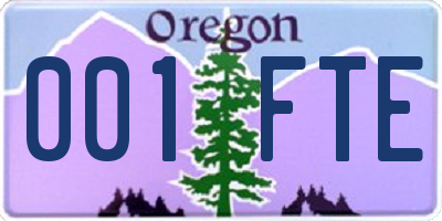 OR license plate 001FTE