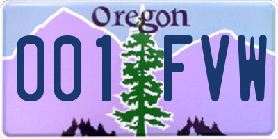 OR license plate 001FVW