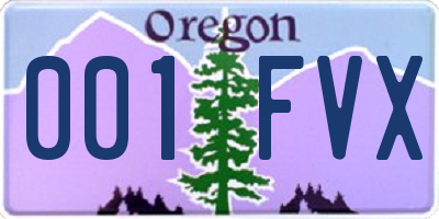OR license plate 001FVX