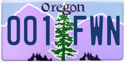 OR license plate 001FWN