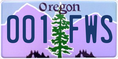 OR license plate 001FWS