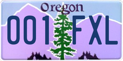 OR license plate 001FXL