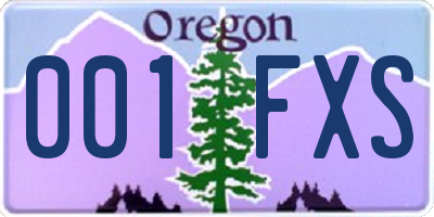 OR license plate 001FXS