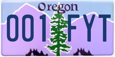 OR license plate 001FYT