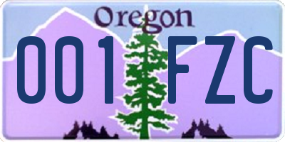 OR license plate 001FZC