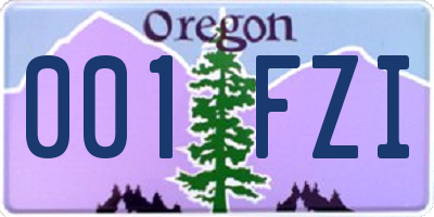 OR license plate 001FZI