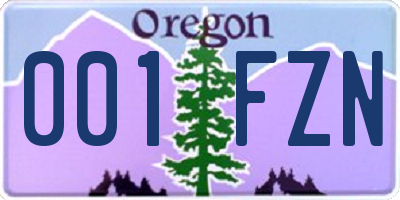 OR license plate 001FZN