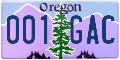 OR license plate 001GAC