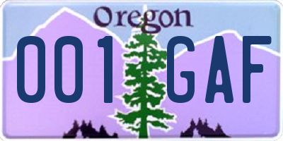 OR license plate 001GAF
