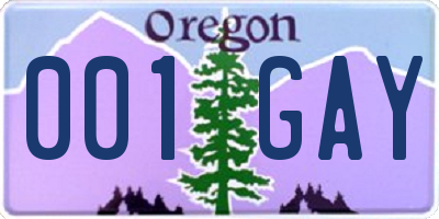 OR license plate 001GAY